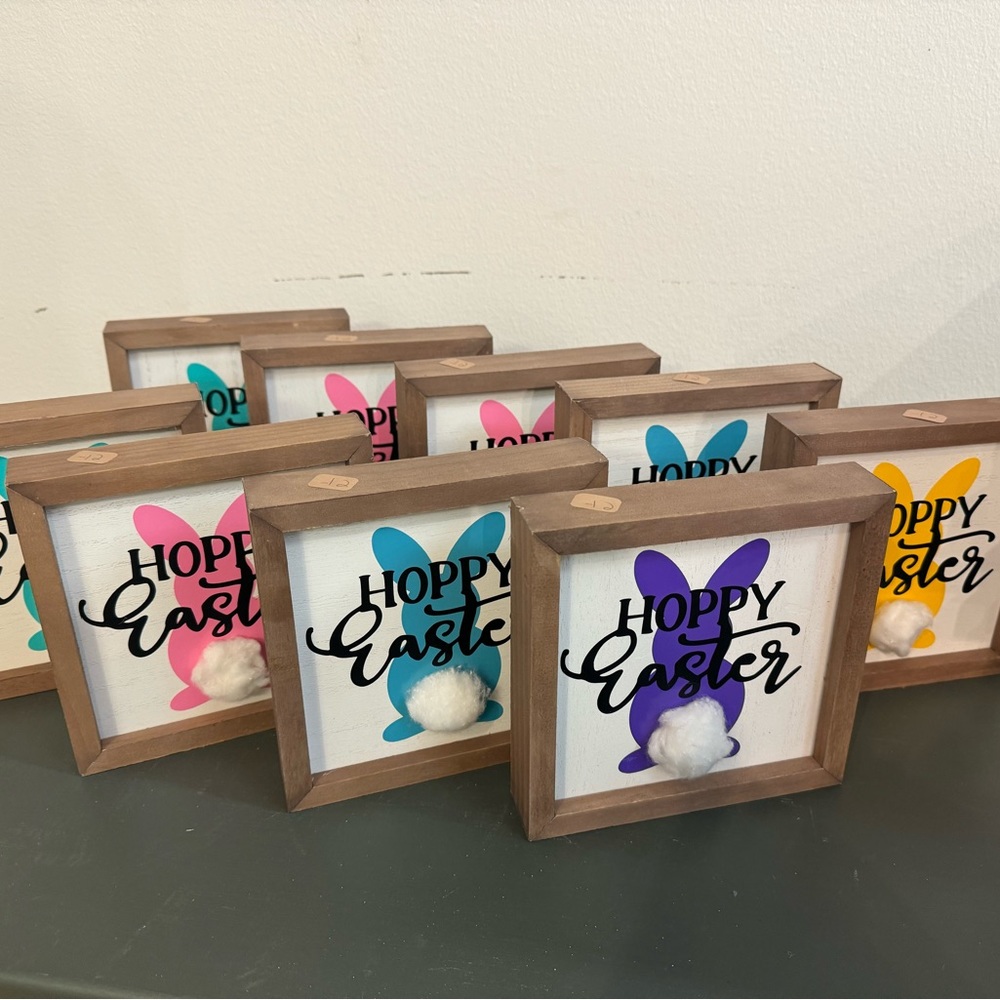 These are 5 by 5 inch box frames with our bunny butts